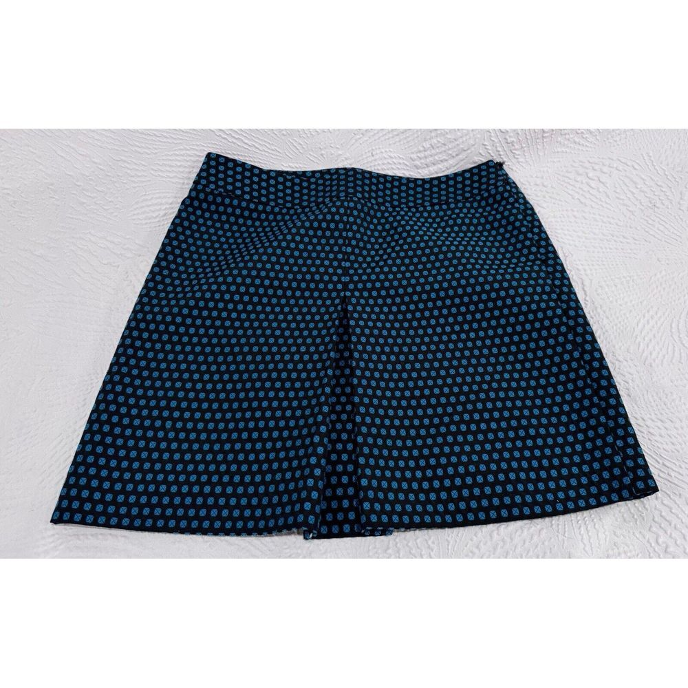 Ann Taylor LOFT Teal Blue Black Geometric Lined Skirt - Size 6 P waist